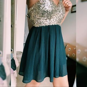 Glittery Heart Neckline dress